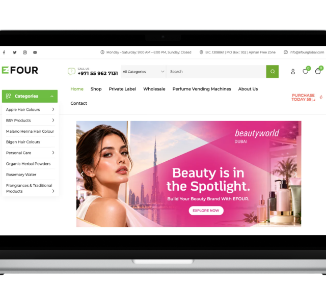 EFOUR Global Laptop Mockup Developed by Amreign