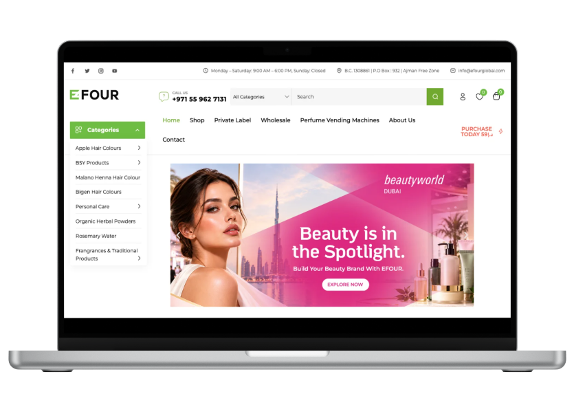 EFOUR Global Laptop Mockup Developed by Amreign