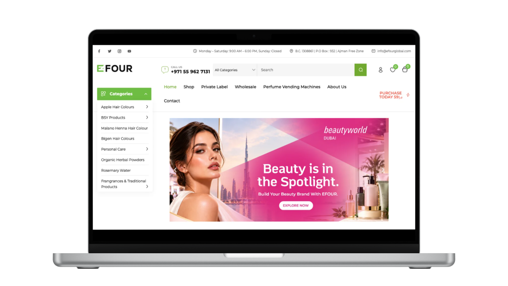 EFOUR Global eCommerce Laptop Mockup